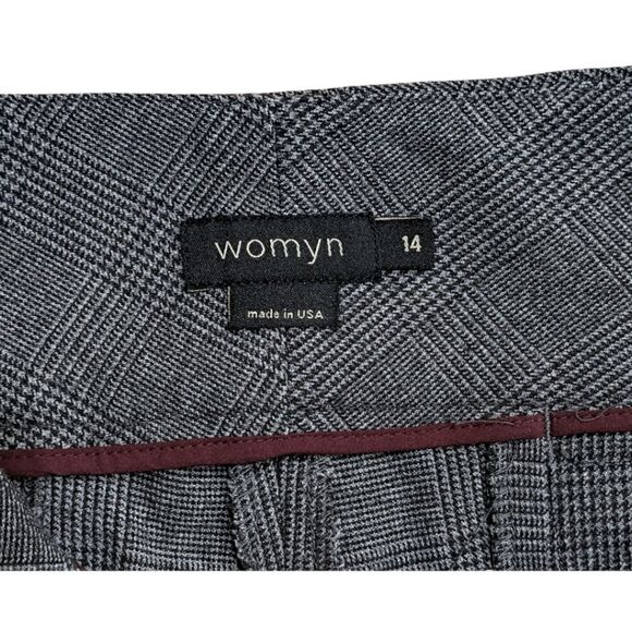 Womyn NYC Women's Olivia Pant Grey Tartan Mini Check Plaid Size 14 Style#1317-AF - Picture 3 of 5
